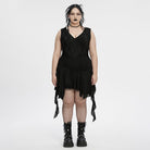 PUNK RAVE Women's Plus Size Gothic Plunging Irregular Ripped Honeymoon Dress