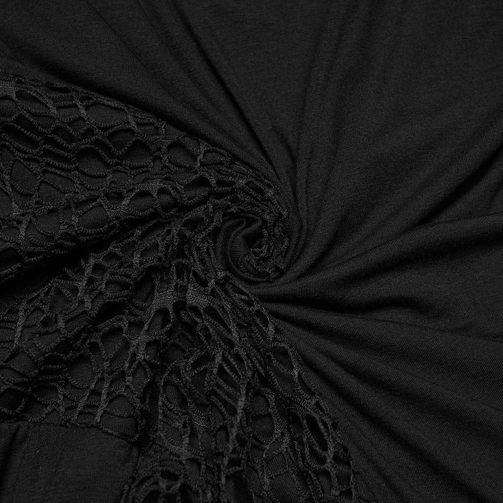 PUNK RAVE Women's Plus Size Gothic Plunging Irregular Ripped Honeymoon Dress