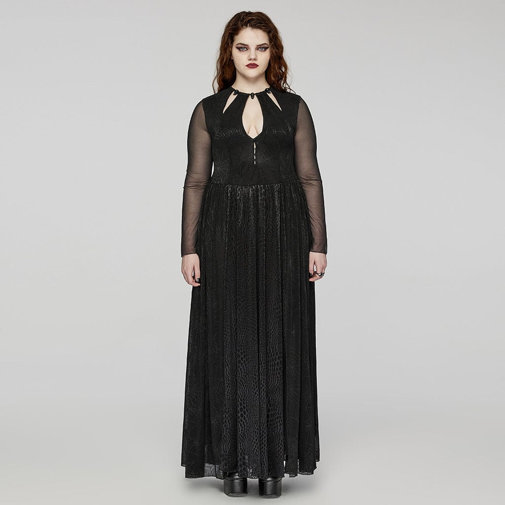 PUNK RAVE Women's Plus Size Gothic Plunging Side Slit Honeymoon Dress