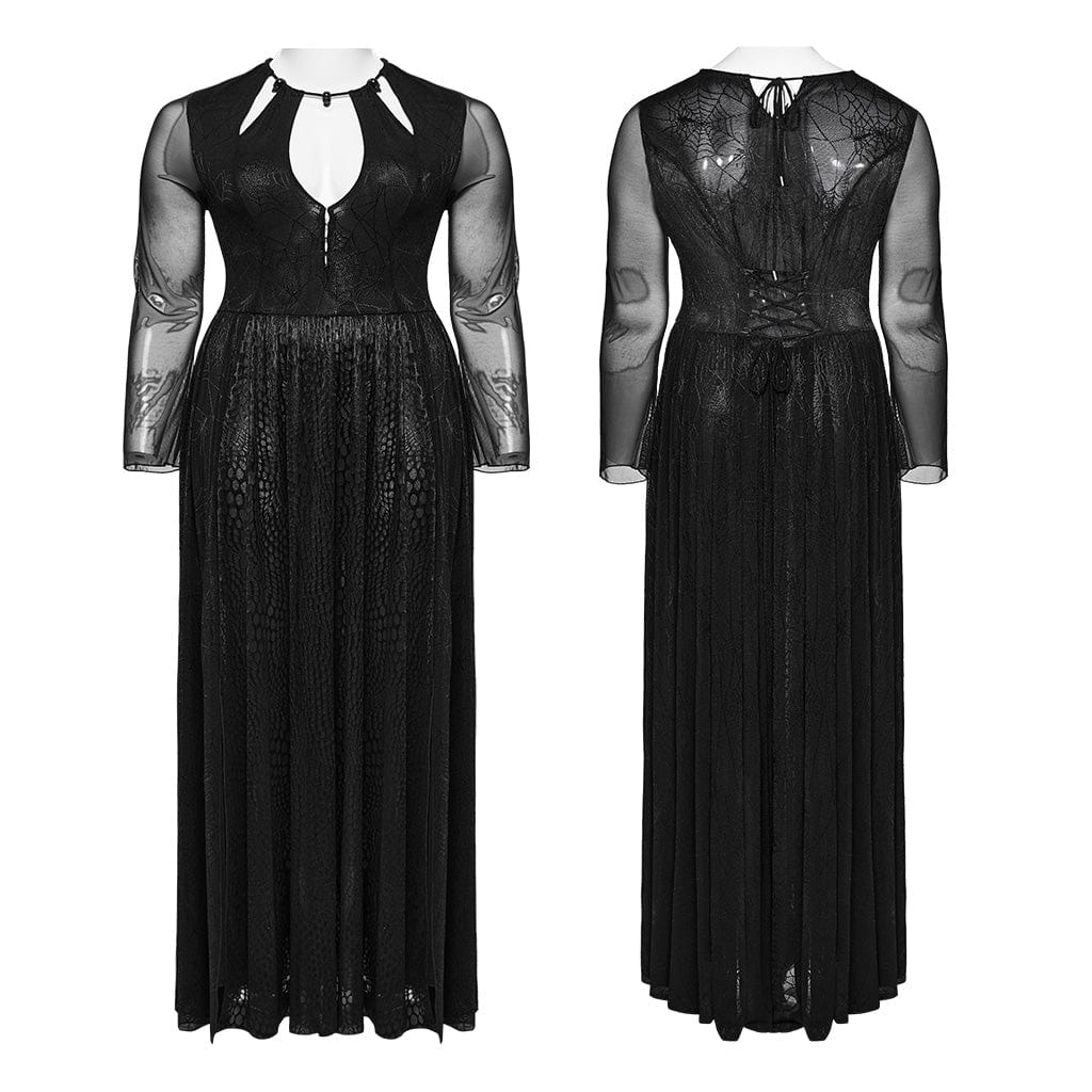 PUNK RAVE Women's Plus Size Gothic Plunging Side Slit Honeymoon Dress