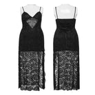 PUNK RAVE Women's Plus Size Gothic Plunging Split Lace Evening Slip Dress