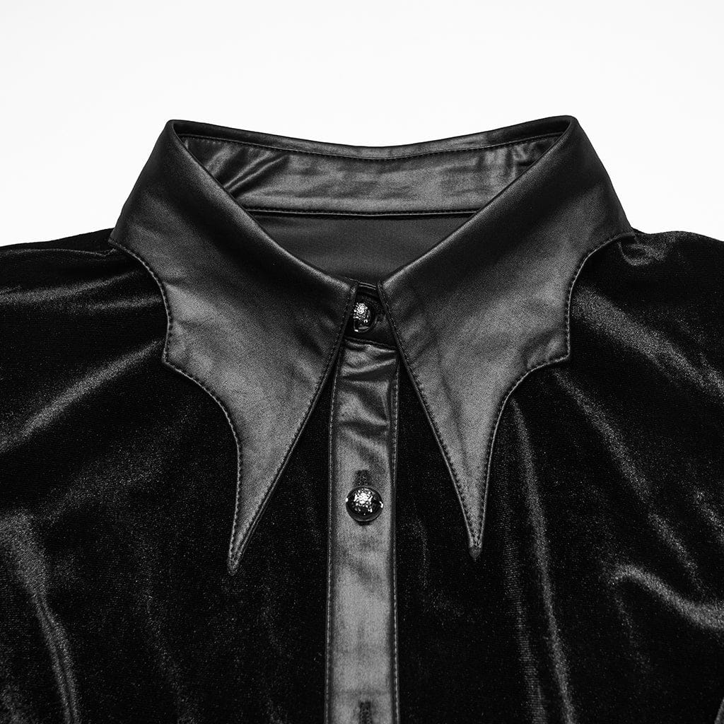 PUNK RAVE Women's Plus Size Gothic Puff Sleeved Gradient Velvet Shirt