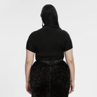 PUNK RAVE Women's Plus Size Gothic Stand Collar Mesh Splice Shirt