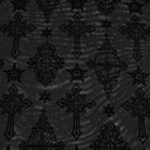 PUNK RAVE Women's Plus Size Gothic Star Cross Flocking Mesh T-shirt