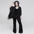 PUNK RAVE Women's Plus Size Gothic Star Tassels Velvet Cape