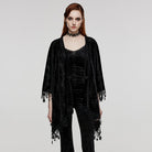 PUNK RAVE Women's Plus Size Gothic Star Tassels Velvet Cape