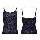 PUNK RAVE Women's Plus Size Punk Contrast Color Leopard Tank Top