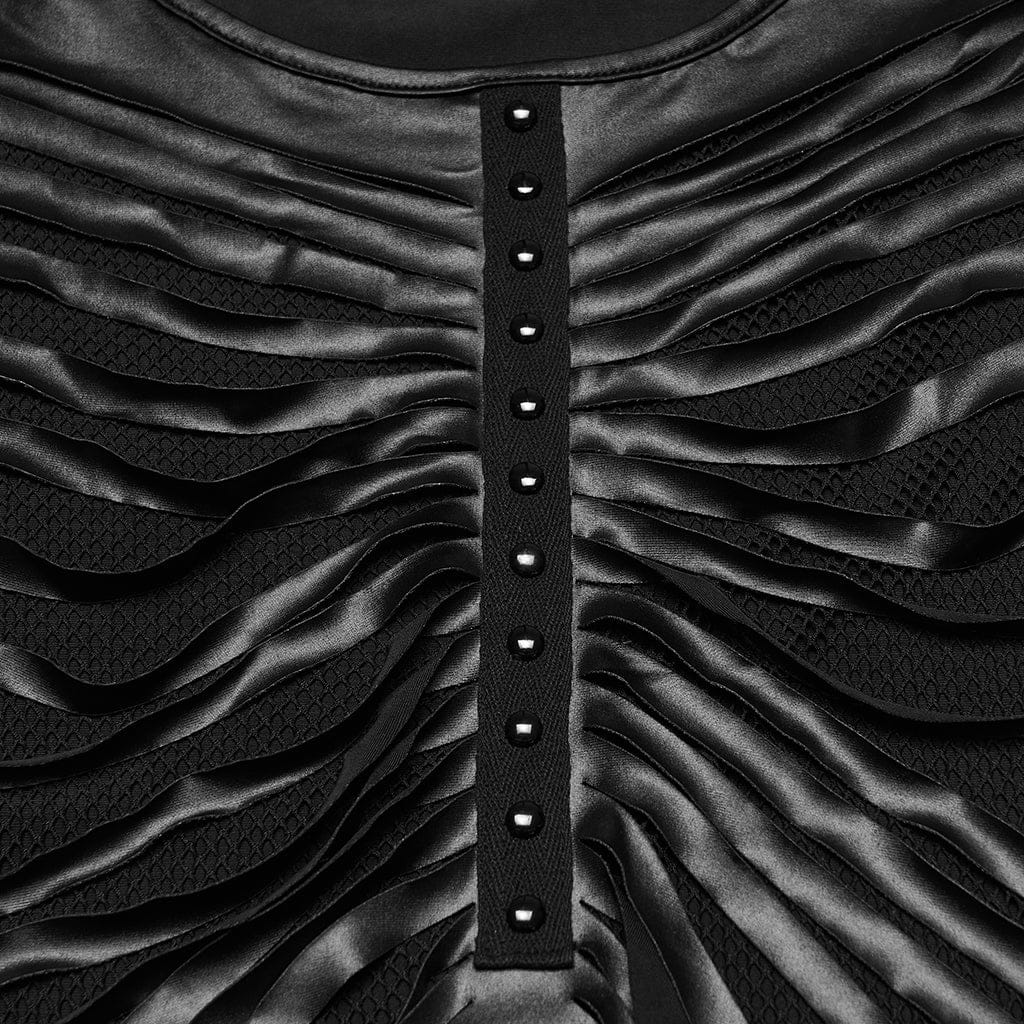 PUNK RAVE Women's Plus Size Punk Ribbed Mesh Splice Tank Top