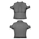 PUNK RAVE Women's Plus Size Punk Sheer Cutout Mesh Top Black