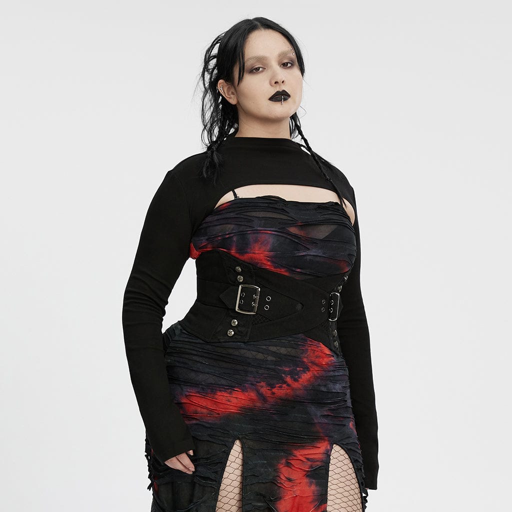 PUNK RAVE Women's Plus Size Punk Solid Color Cape