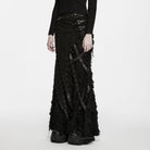 PUNK RAVE Women's Punk Asymmetric Eyelet Lace-up Distressed Maxi Skirt