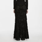PUNK RAVE Women's Punk Asymmetric Eyelet Lace-up Distressed Maxi Skirt