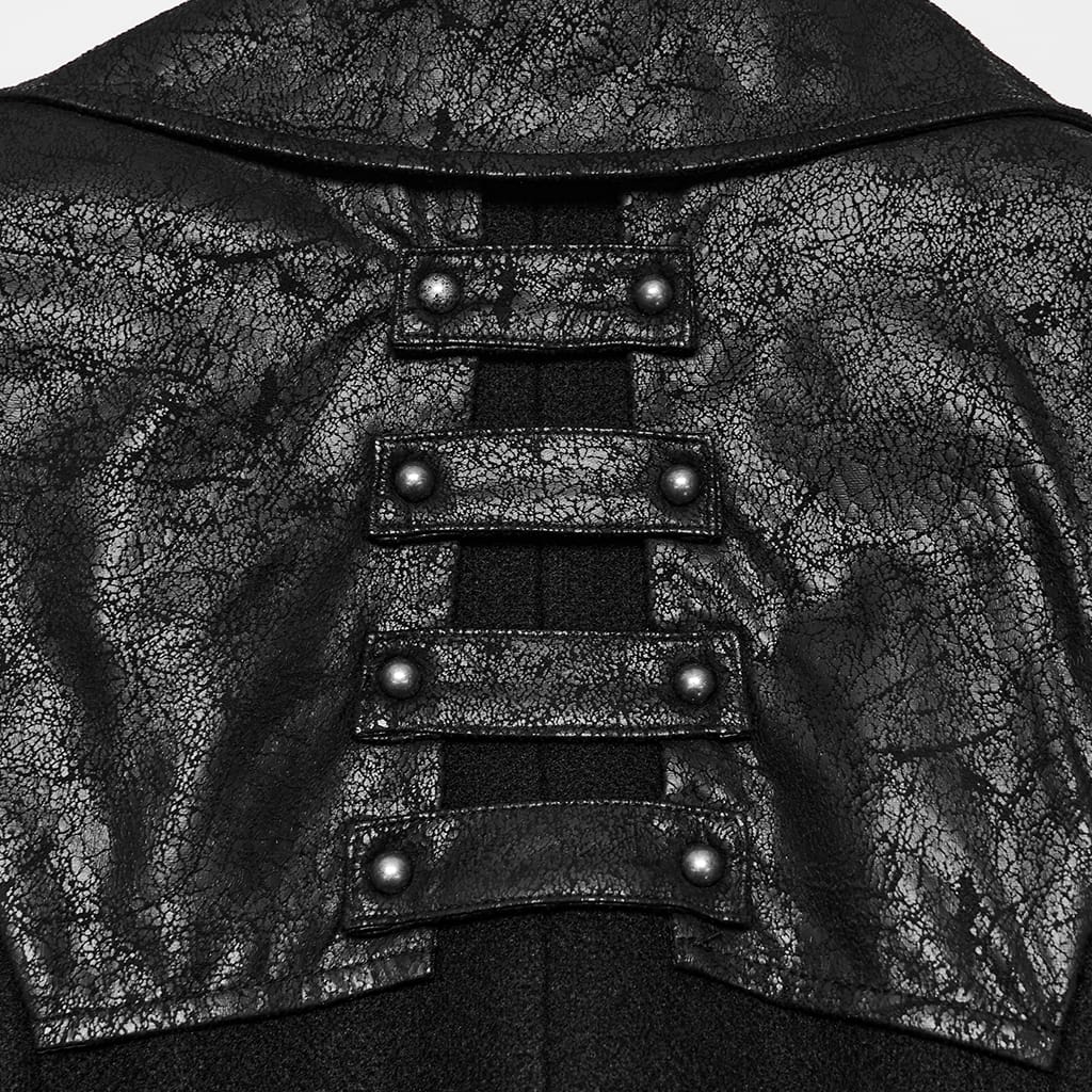 PUNK RAVE Women's Punk Asymmetric Lapel Lace-up Long Jacket
