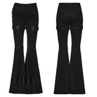PUNK RAVE Women's Punk Asymmetric Tassel Buckle Strap Flared Pants