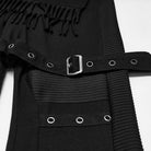 PUNK RAVE Women's Punk Asymmetric Tassel Buckle Strap Flared Pants