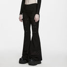 PUNK RAVE Women's Punk Asymmetric Tassel Buckle Strap Flared Pants