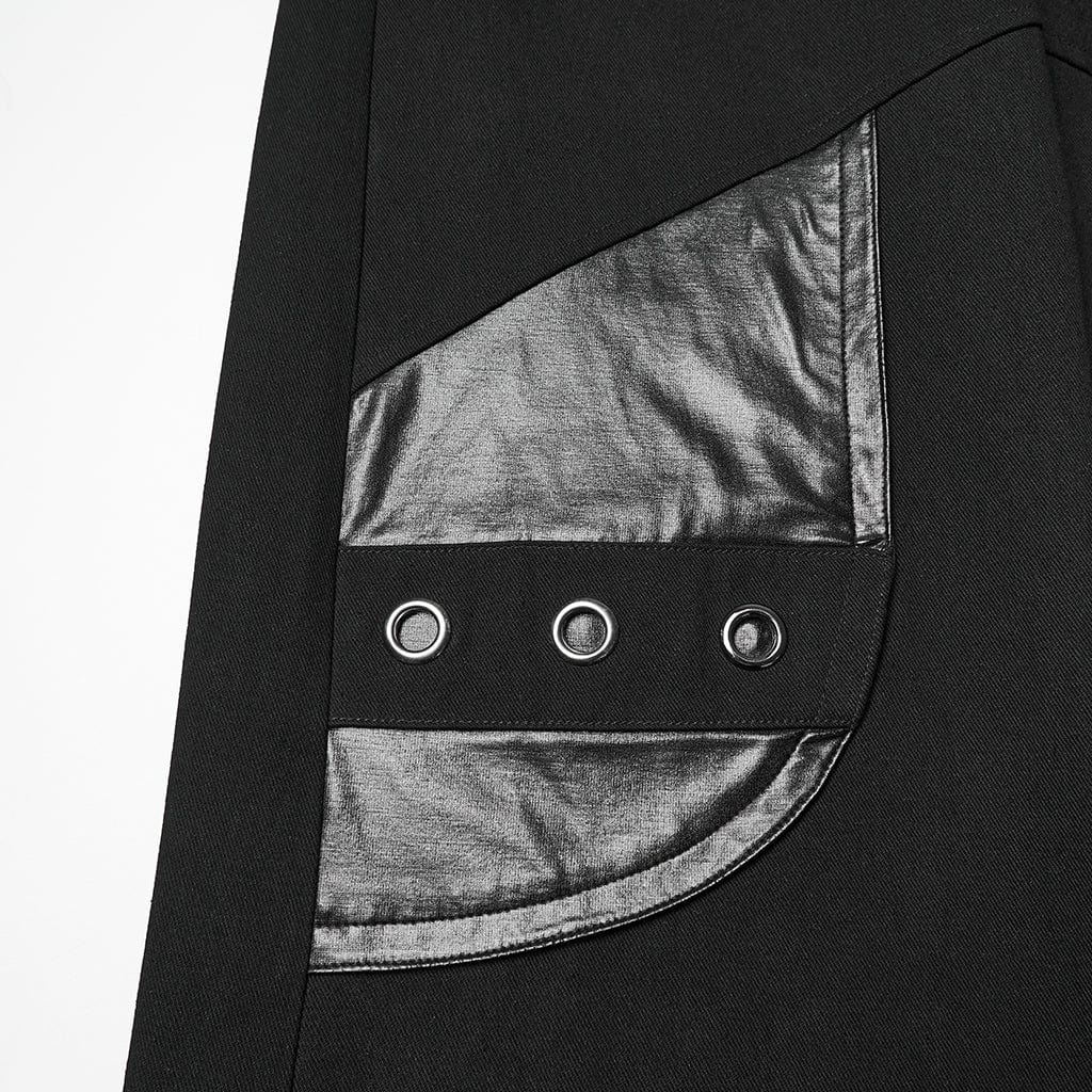 PUNK RAVE Women's Punk Big Pocket Buckle Strap Lace-up Pants