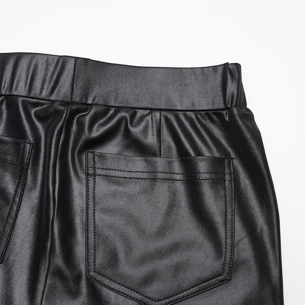 PUNK RAVE Women's Punk Braided Strap Buckle Leggings