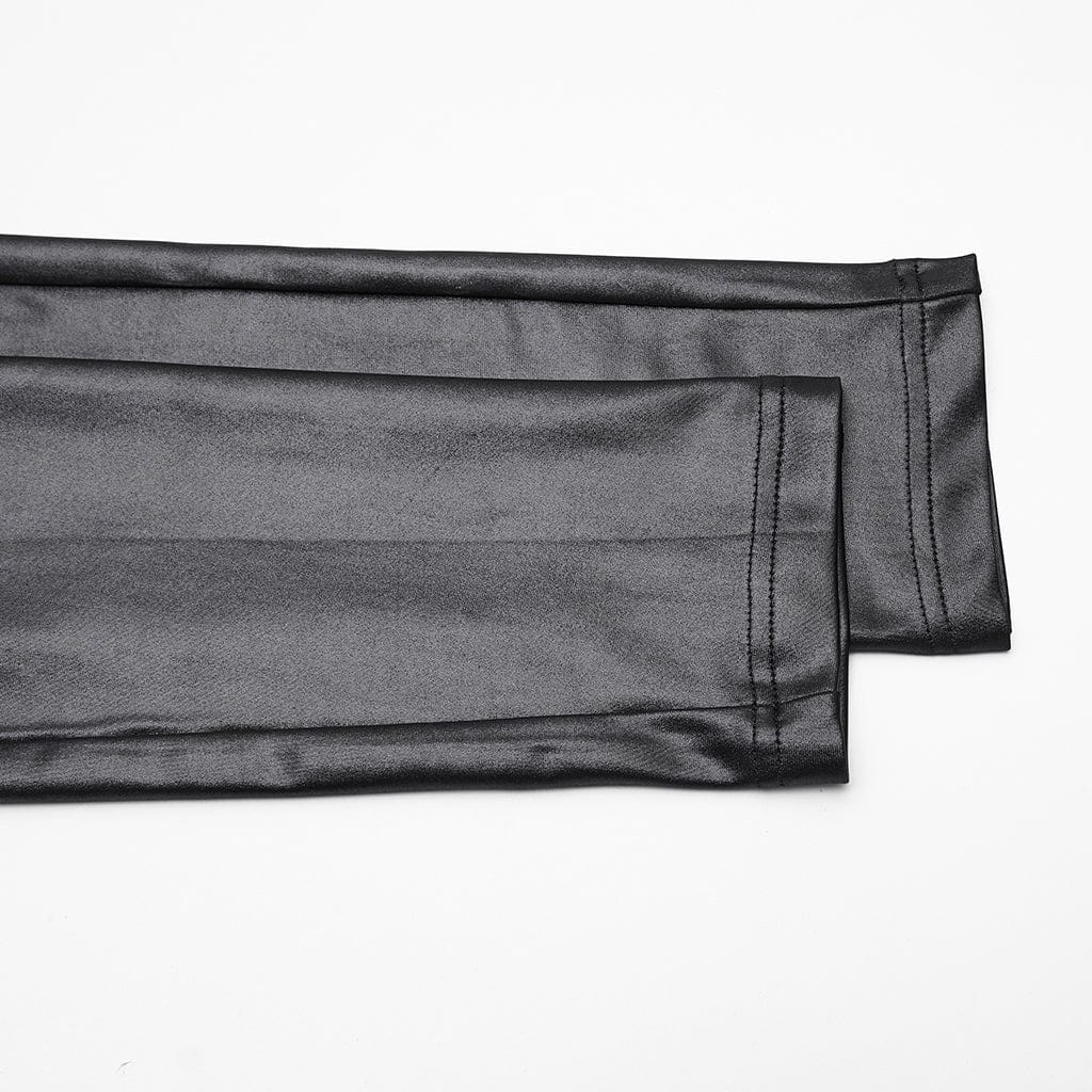 PUNK RAVE Women's Punk Braided Strap Buckle Leggings