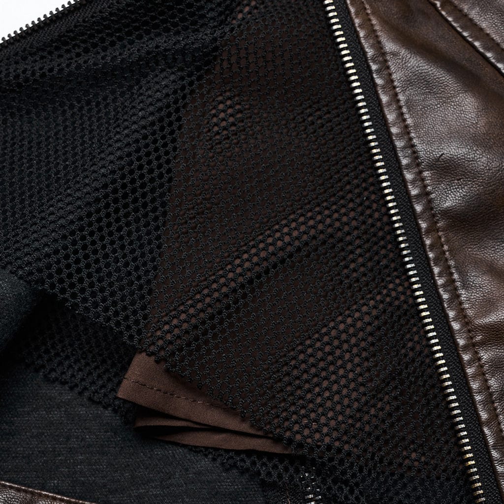 PUNK RAVE Women's Punk Buckle Faux Leather A-line Short Skirt Coffee