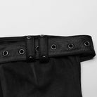 PUNK RAVE Women's Punk Buckle Lace-Up Eyelet Off Shoulder Dress Black