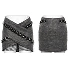 PUNK RAVE Women's Punk Buckle Mesh Overlapping Short Skirt