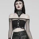 PUNK RAVE Women's Punk Buckle Ring Faux Leather Body Harness