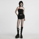 PUNK RAVE Women's Punk Buckle Strap Lace-up Overbust Corset