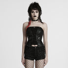 PUNK RAVE Women's Punk Buckle Strap Lace-up Overbust Corset