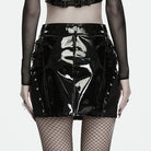 PUNK RAVE Women's Punk Buckle Strap Mesh Splice Mini Skirt