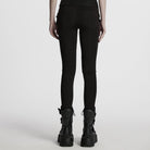 PUNK RAVE Women's Punk Buckle Strap Pleated Leggings