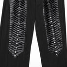 PUNK RAVE Women's Punk Buckle Strap Pleated Leggings