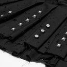 PUNK RAVE Women's Punk Buckle Strap Studded Pleated Skirt