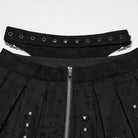 PUNK RAVE Women's Punk Buckle Strap Studded Pleated Skirt