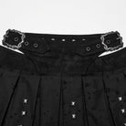 PUNK RAVE Women's Punk Buckle Strap Studded Pleated Skirt