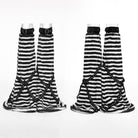 PUNK RAVE Women's Punk Buckle Striped Fluffy Leg Warmers