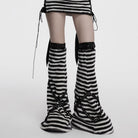 PUNK RAVE Women's Punk Buckle Striped Fluffy Leg Warmers