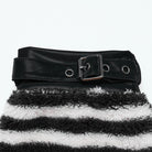 PUNK RAVE Women's Punk Buckle Striped Fluffy Leg Warmers