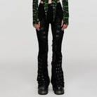 PUNK RAVE Women's Punk Buckle Unedged Flared Pants