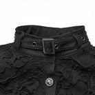 PUNK RAVE Women's Punk Buckle-up Collar Ripped Short Vest