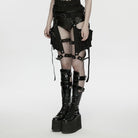 PUNK RAVE Women's Punk Buckle-up Rivet Leg Harness Bag