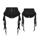 PUNK RAVE Women's Punk Buckle-up Ruffled Streamer Shorts