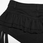PUNK RAVE Women's Punk Buckle-up Ruffled Streamer Shorts