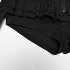 PUNK RAVE Women's Punk Buckle-up Ruffled Streamer Shorts