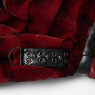 PUNK RAVE Women's Punk Buckle-up Strap Stand Collar Faux Fur Short Cape Red
