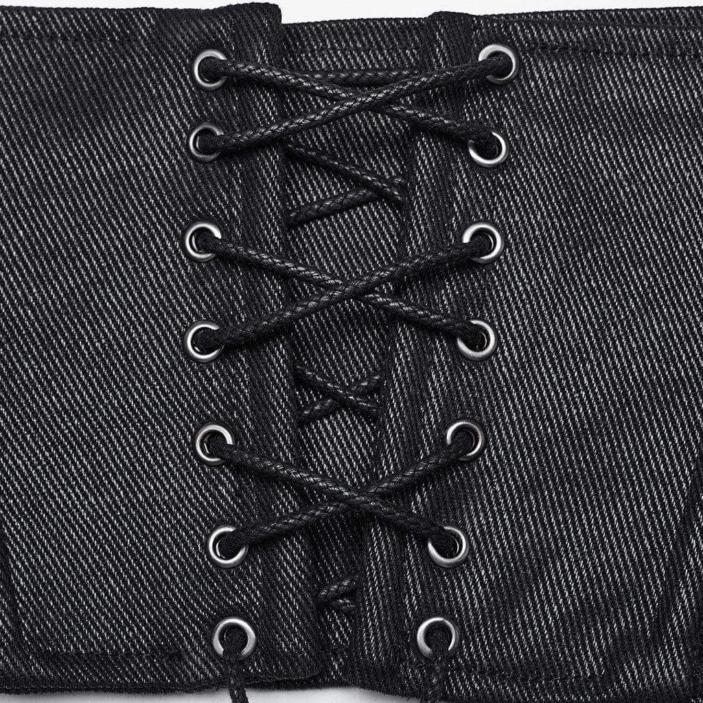 PUNK RAVE Women's Punk Buckles Lace-up Underbust Corset