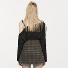 PUNK RAVE Women's Punk Butterfly Printed Slash Shoulder Shirt