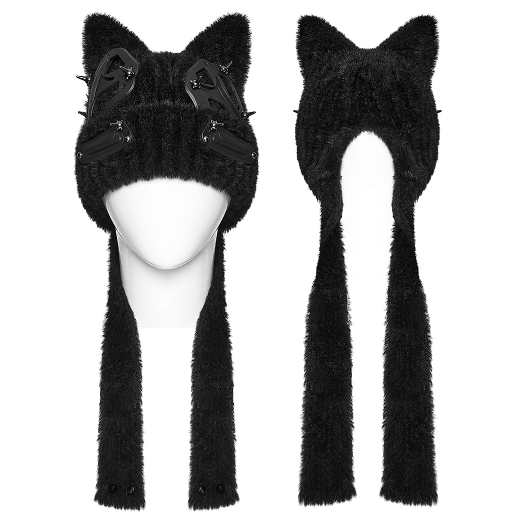 PUNK RAVE Women's Punk Cat Ear Furry Hat