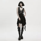 PUNK RAVE Women's Punk Chain Faux Leather Weaving Halterneck Body Harness