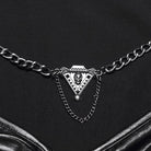 PUNK RAVE Women's Punk Chain Ruched Ruffle Trim Long Sleeve Bodycon Dress